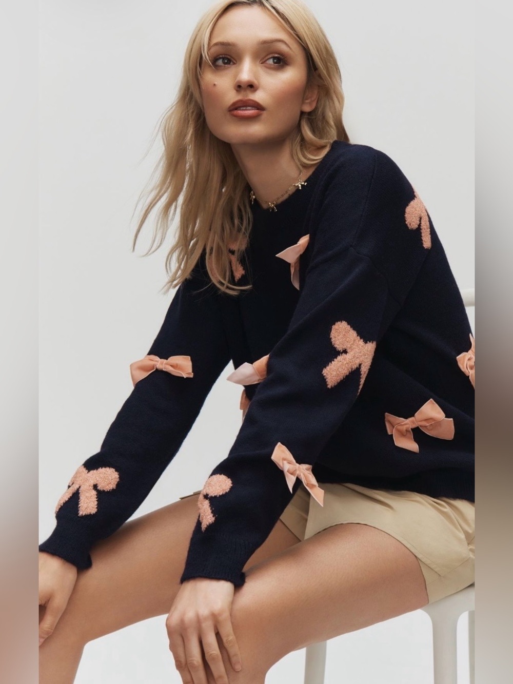 Anthropologie x Maeve 3D Bow Sweater Size Medium NWT